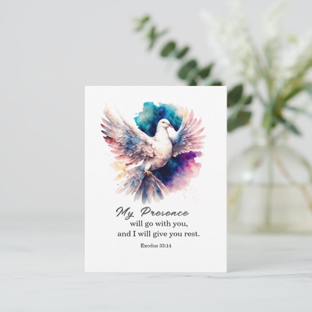 Cartão Postal Êxodo 33:14 Minha presença vai com você Bíblia (Em pé/Frente)