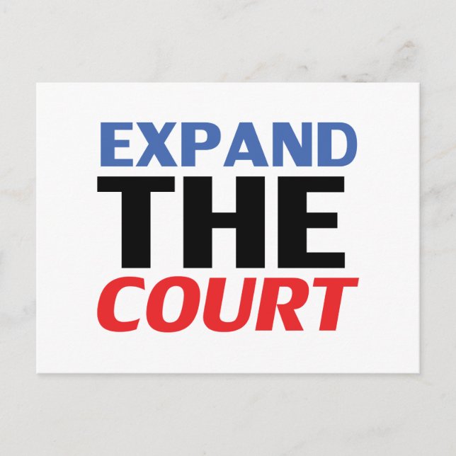 Cartão Postal "Expandir o Tribunal" azul vermelho - (Frente)
