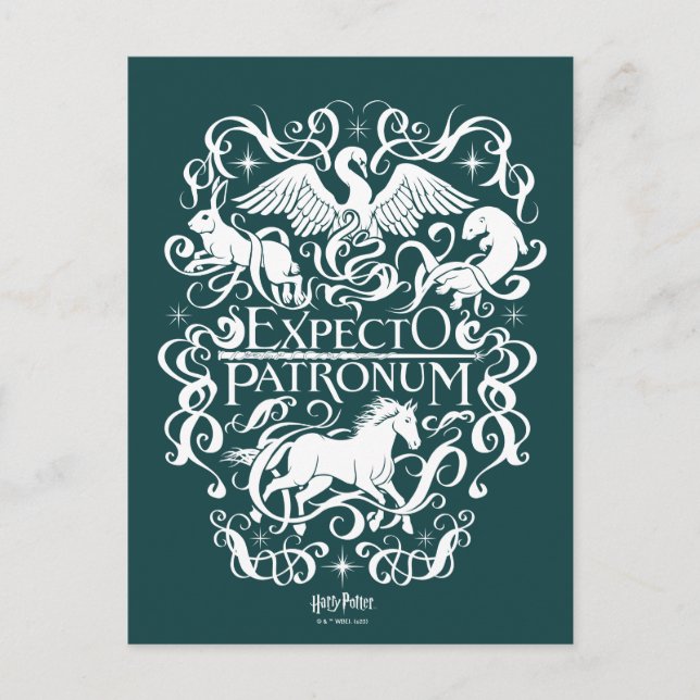 Cartão Postal Expecto Patronum Filigree Gráfico (Frente)