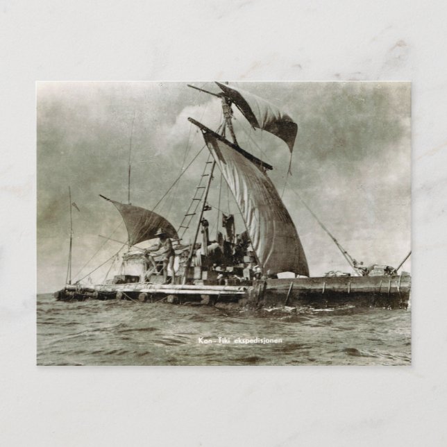 Cartão Postal Expedição Kontiki, Thor Heyerdahl, 1947 (Frente)