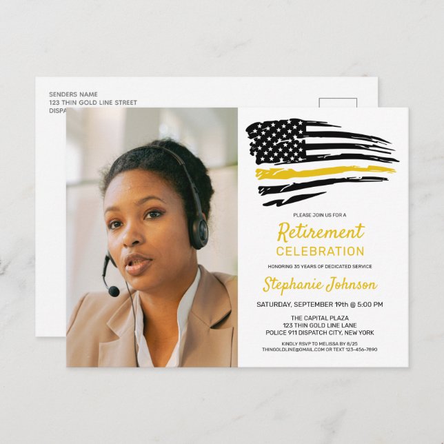 Cartão Postal Expeditor Personalizado Foto Thin Dourado Retireme (Frente/Verso)