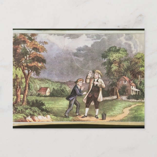 Cartão Postal Experiência de Franklin em eletricidade (Frente)