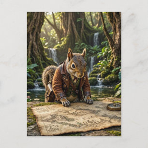 Cartão Postal Explorador Esquilo Fofo