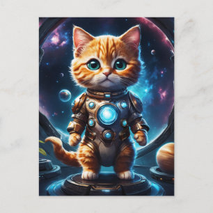 Cartão Postal Explorador Intergaláctico: Ginger Astronaut Kitten