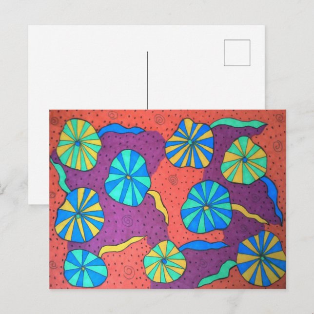 Cartão Postal Explorando o Abstrato de profundidade colorida (Frente/Verso)