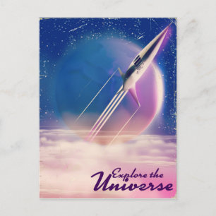Cartão Postal Explore o poster de espaço do Universe Vintage