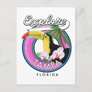 Cartão Postal Explore Tampa Flórida logotipo retrô
