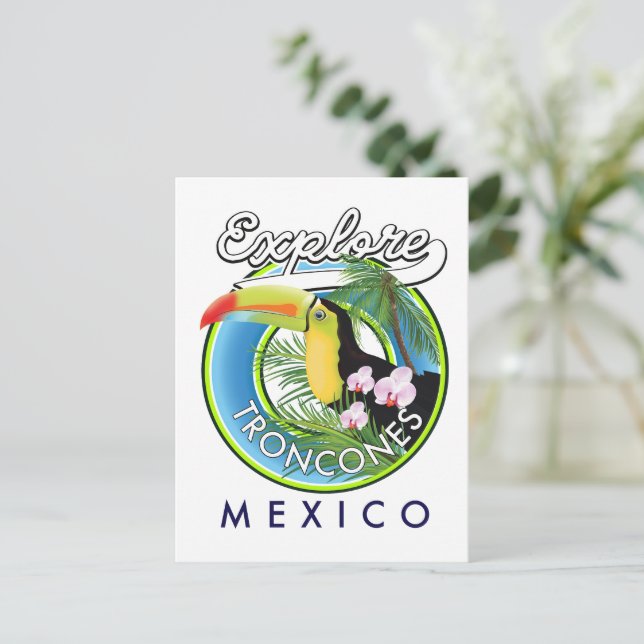 Cartão Postal Explore Troncones México logotipo retro (Em pé/Frente)