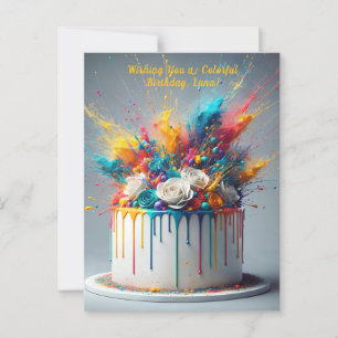 Cartão Postal Explosão de Alegria – Bolo de Feliz Aniversário
