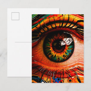 Cartão Postal Explosão de Cor Olho – Realismo Abstrato Vibrante