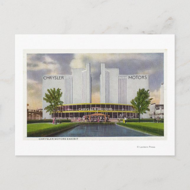 Cartão Postal Exposição Chrysler Motors, Feira Mundial de 1934 (Frente)