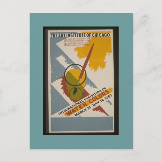 Cartão Postal Exposição de Cores d'Água do Postcard-WPA Chicago- (Frente)