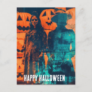 Cartão Postal Exposição Dupla ao Halloween Retro