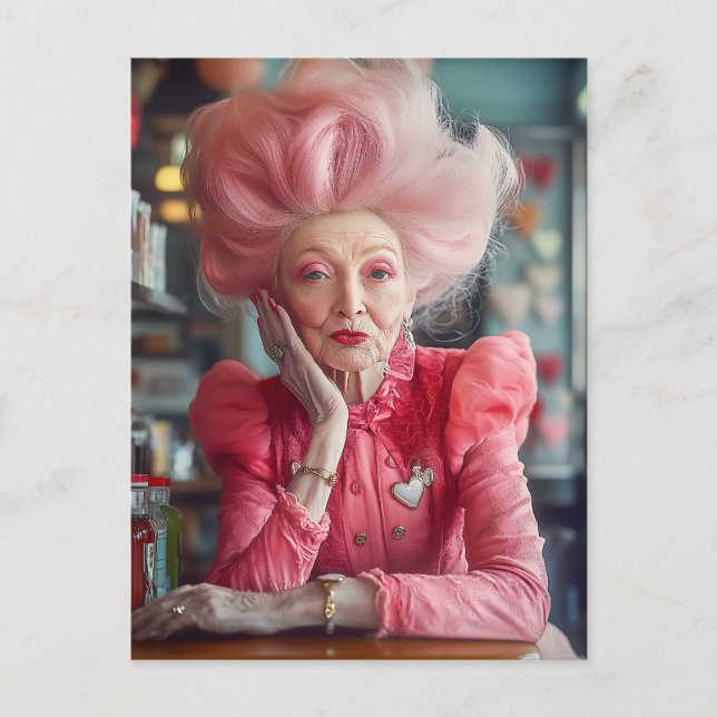 Cartão Postal Expressão do Beijo de Eterno Graça a Rosa (Frente)