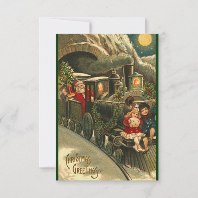 Cartão Postal Expresso do Papai Noel Natal Antigo (Frente)