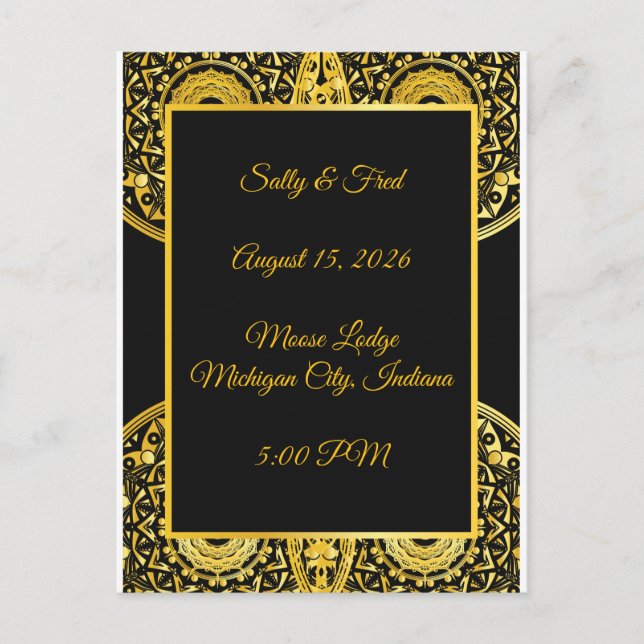 Cartão Postal Exquisite High Resolution, Black And Gold Wedding (Frente)