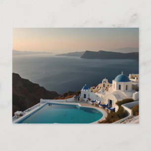 Cartão Postal Êxtase do Pôr do Sol em Santorini