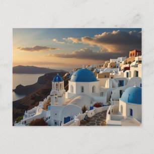Cartão Postal Êxtase do Pôr do Sol em Santorini