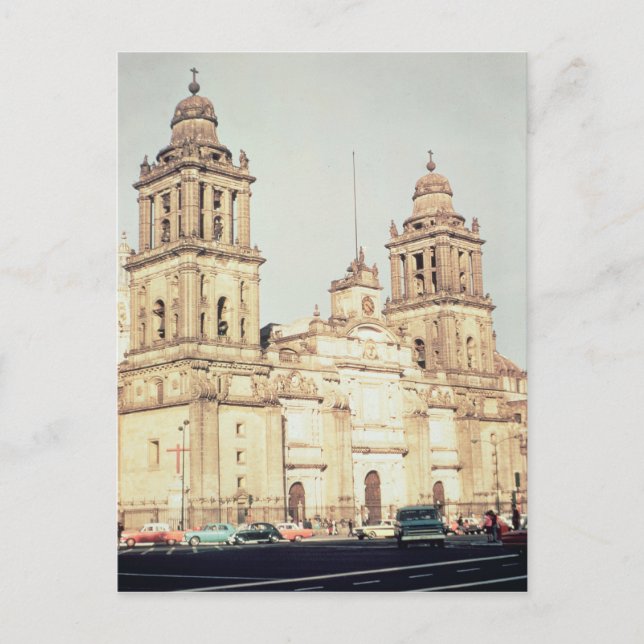Cartão Postal Exterior da Catedral da Cidade do México (Frente)