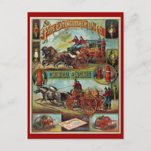 Cartão Postal Extintores de incêndio e motores químicos