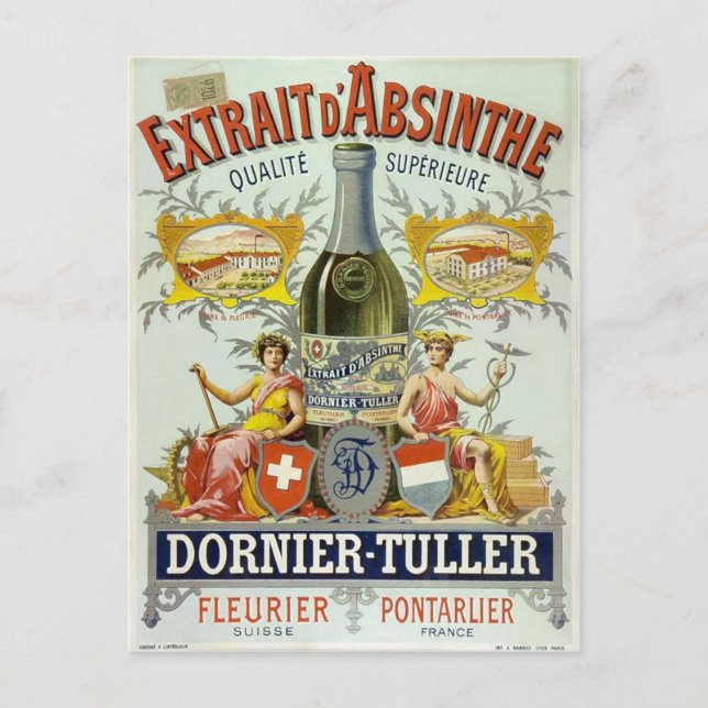 Cartão Postal Extrait d'Absinthe Poster Fine Art (Frente)