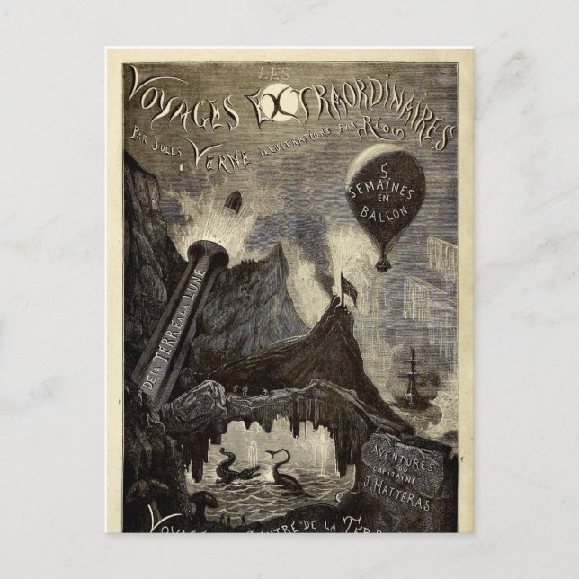 Cartão Postal Extraordinários de Viagens de Jules Verne (Frente)