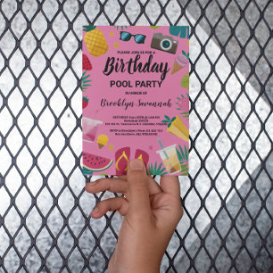 Cartão Postal Extravagância de Festa de Aniversário no Pool com