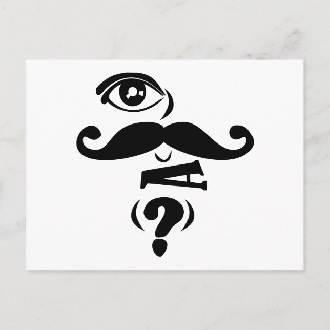 Cartão Postal Eye Mustache U uma pergunta (Frente)