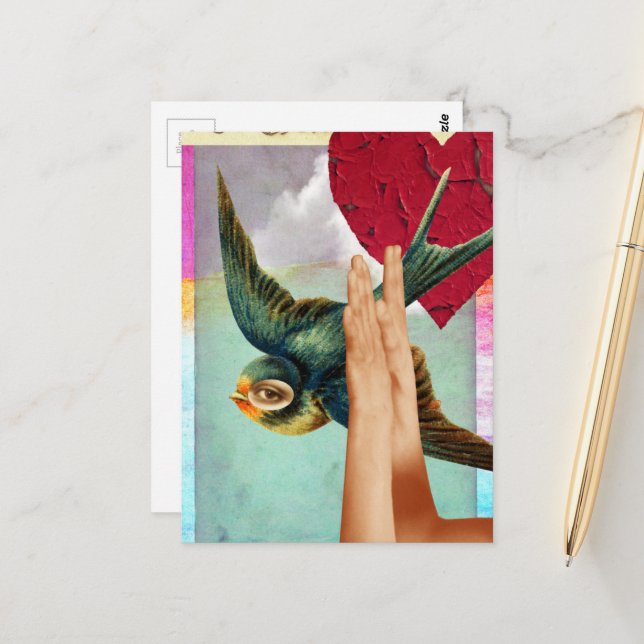 Cartão Postal Eye of the Beholder, Abstract Digital Collage (Frente/Verso In Situ)