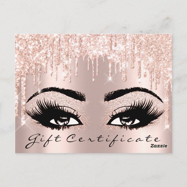 Cartão Postal Eyelashes de Certificado de Presente Brows Makeup  (Verso)
