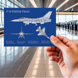 Cartão Postal F-16 Falcão de Combate - Plano de Impressão Bluepr