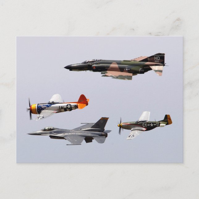 Cartão Postal F-4 Fantasma, P-47 Thunderbolt, F-16 Fighting Falc (Frente)