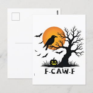 Cartão Postal F-Caw-F Gráfico para Arte Halloween e Leão Crow