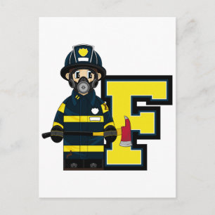 Cartão Postal F é para o Cartoon Fireman
