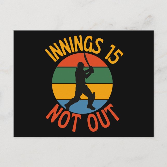 Cartão Postal Fã de Críquete 15 Anos de Idade Não Eliminado (Frente)