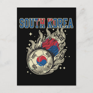 Cartão Postal Fã de Futebol da Coreia do Sul Bola Flamejante Fut