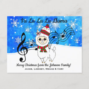Cartão Postal Fa La La Lama Personalizado Natal