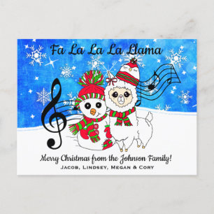 Cartão Postal Fa La La Lama Personalizado Natal