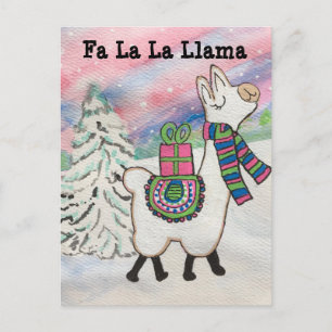 Cartão Postal Fa La Llama Whimsical Christmas