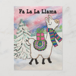 Cartão Postal Fa La Llama Whimsical Christmas