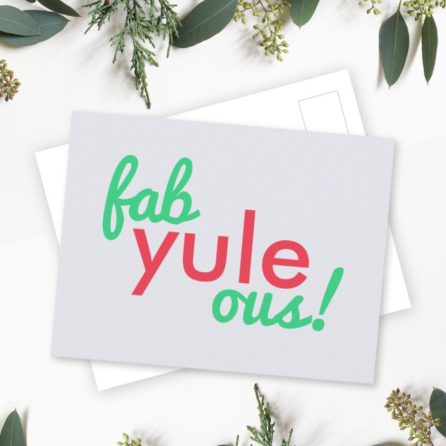 Cartão Postal Fab Yule Ous | Fabuloso Fábrica de Na moda de Nata (Send festive laughs with a funny modern "Fab Yule Ous!" postcard by Guava)