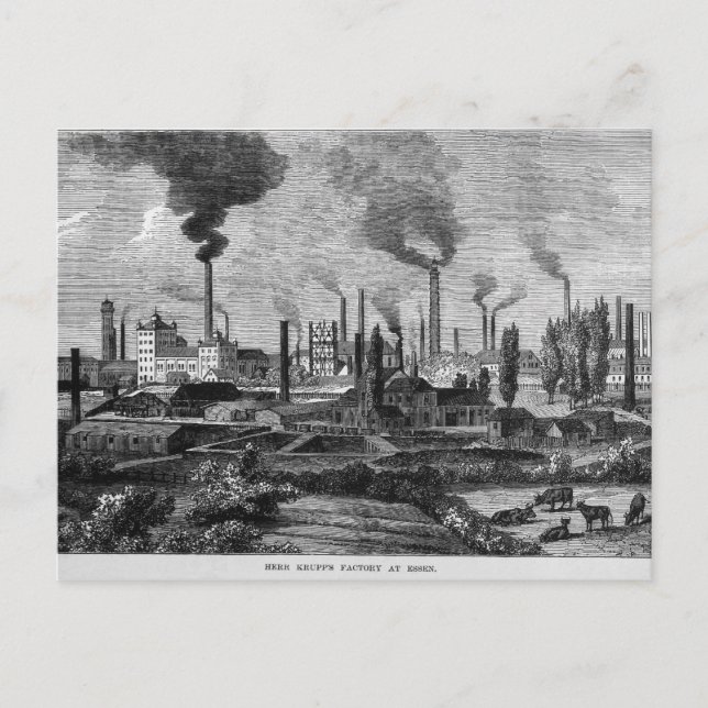 Cartão Postal Fábrica do Sr. Krupp em Essen, Alemanha (Frente)