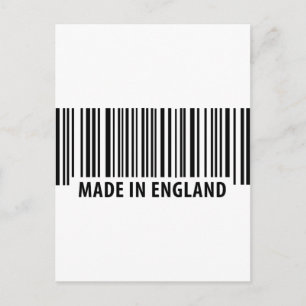 Cartão Postal fabricado em england bar code barcode