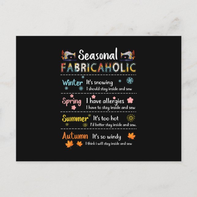 Cartão Postal Fabricaholic Sazonal Inverno Primavera Verão Outon (Frente)