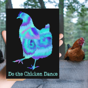 Cartão Postal Faça a Dança do Frango Arte de Animal Colorida e D