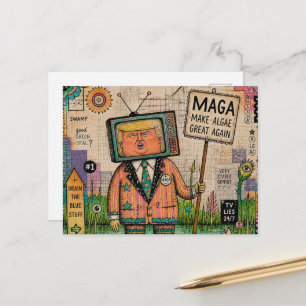 Cartão Postal Faça as Algas Verdes Novamente Colagem Divertida d