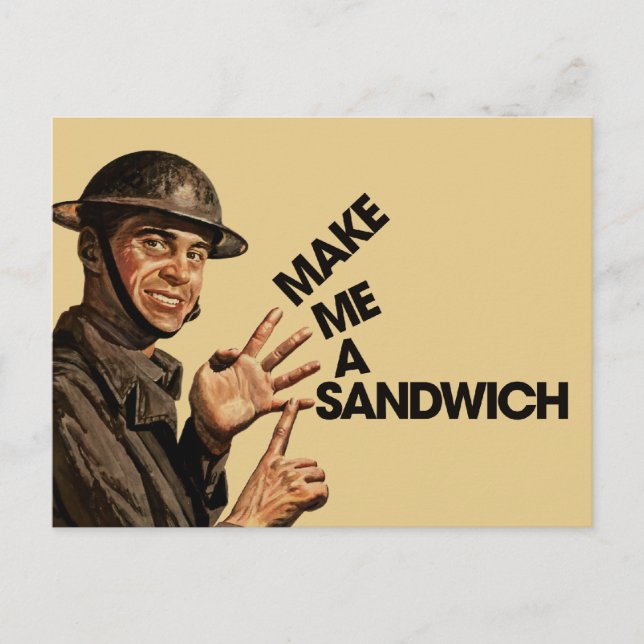 Cartão Postal Faça-me um sanduíche (Frente)