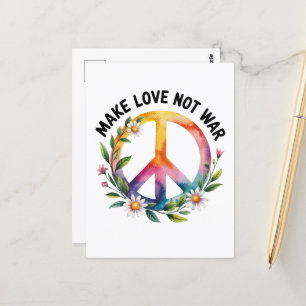 Cartão Postal Faça o amor não ser sinal de paz de guerra e flore
