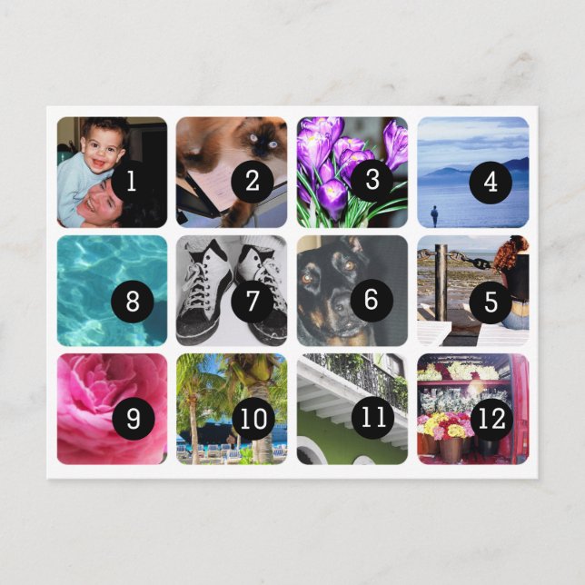 Cartão Postal Faça seu próprio envio de 12 fotos (Frente)
