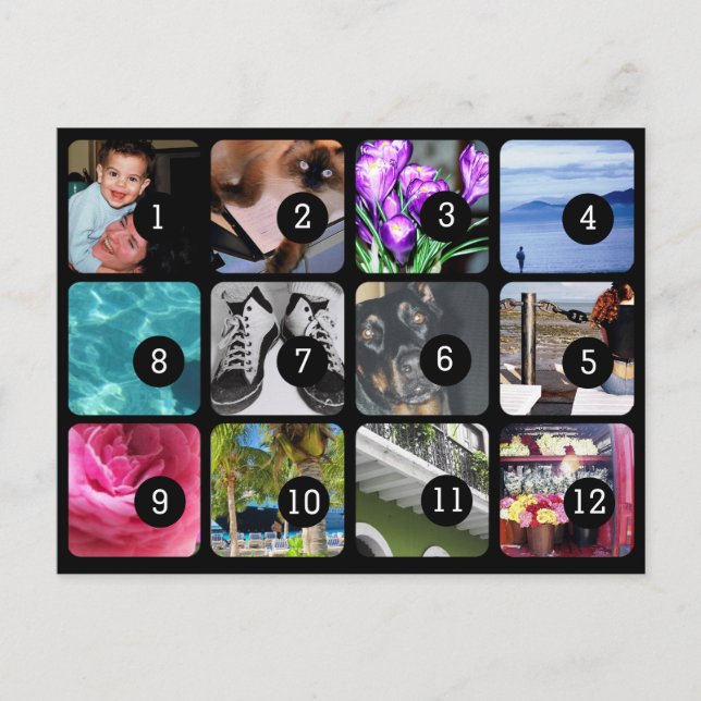 Cartão Postal Faça seu próprio envio de 12 fotos (Frente)